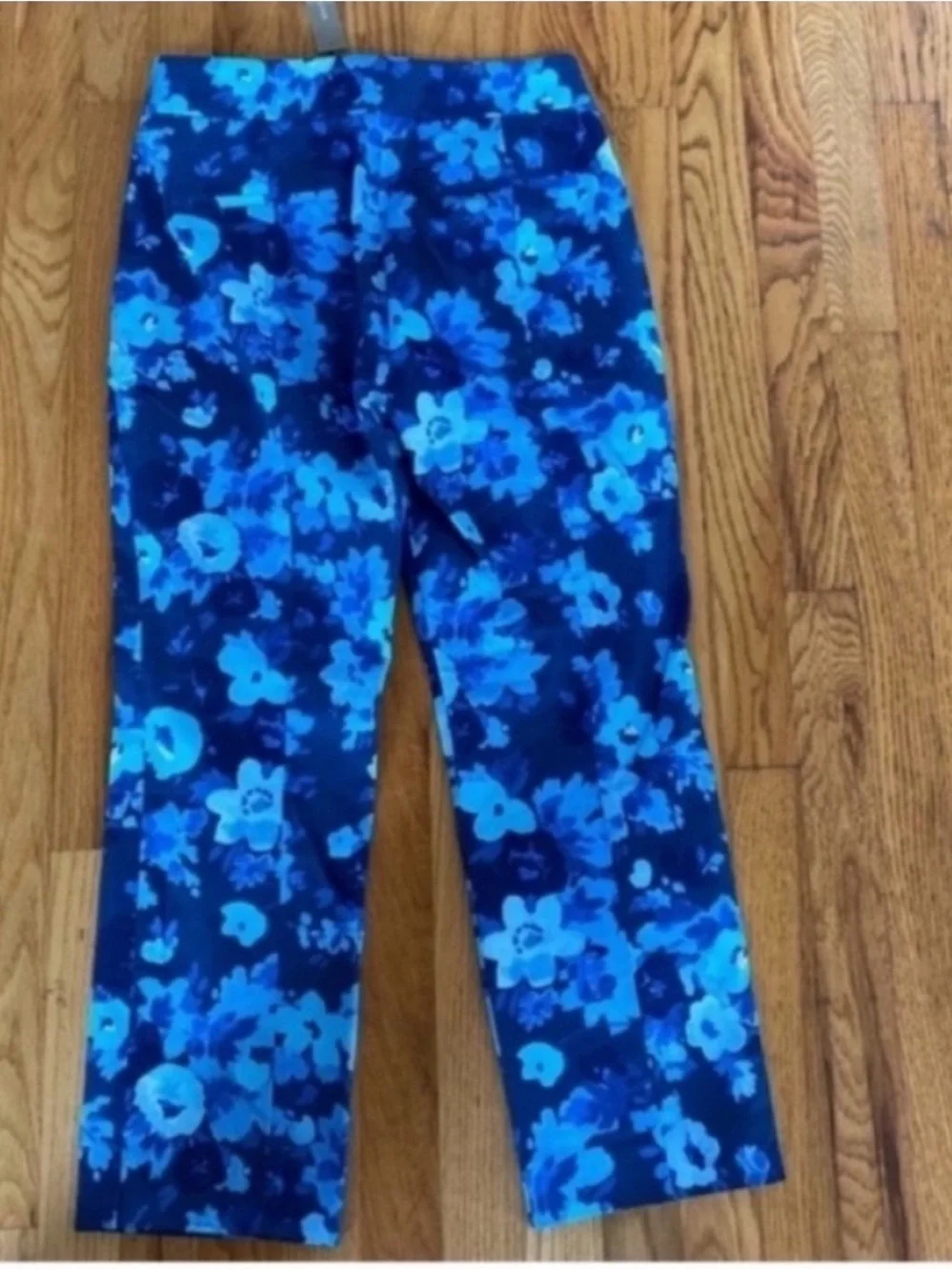 J Crew NEW Ankle Cropped High Waisted Pants Blue Floral Womens Size 8 Petite - Picture 4 of 9